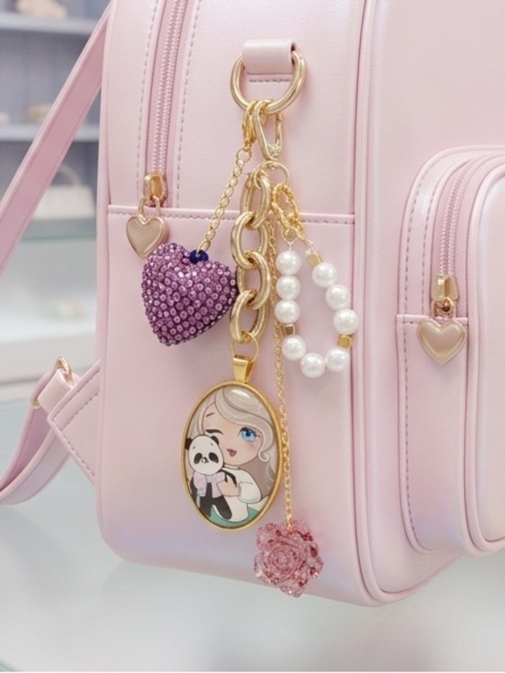 Kawaii Purse Charm Key Ring Japanese Harajuku Pastel Cute Bag Charm Retro 80s J-
